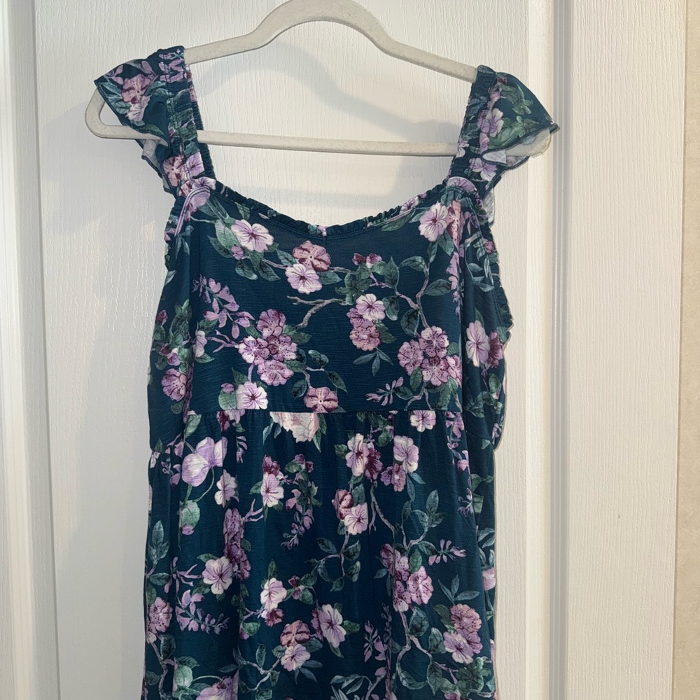 Torrid Floral Top with Blue and Purple Accents